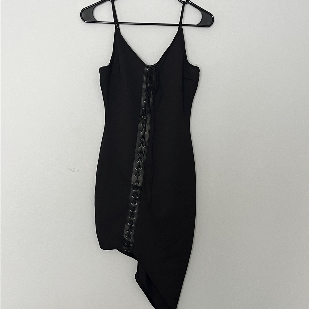 NWT Faux Lace Up‎ Black Dress
